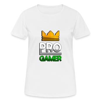 PRO GAMER (Grün) + King Crown - Gaming - Frauen T-Shirt atmungsaktiv - Weiß - Vorne - AI Model Female 172 dark (172cm)
