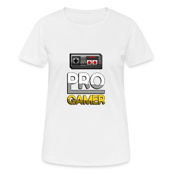 PRO GAMER (Gelb) + NES Controller - Gaming - Frauen T-Shirt atmungsaktiv - Weiß - Vorne - AI Model Female 172 dark (172cm)