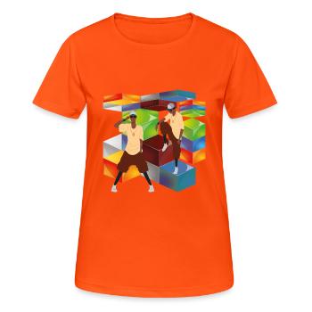 Hip Hop - Frauen T-Shirt atmungsaktiv - Neonorange - Vorne - AI Model Female 172 dark (172cm)