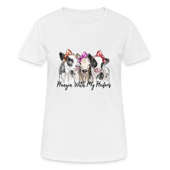 Accrocher avec mes génisses - T-shirt respirant Femme - blanc - Devant - AI Model Female 172 dark (172cm)