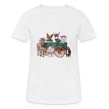 Animaux de ferme Wagon - T-shirt respirant Femme - blanc - Devant - AI Model Female 172 dark (172cm)