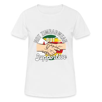 Not Zimbabwean But Supportive Country Traveler - Frauen T-Shirt atmungsaktiv - Weiß - Vorne - AI Model Female 172 dark (172cm)