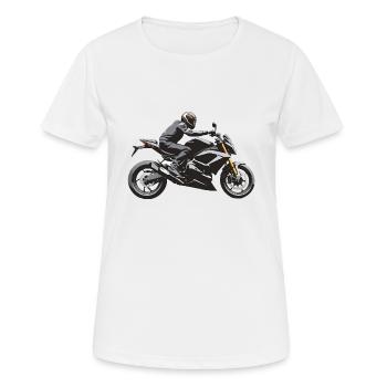 Biker Sticker - Motorbike Design - Frauen T-Shirt atmungsaktiv - Weiß - Vorne - AI Model Female 172 dark (172cm)