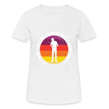 Drôle de survivant de maux de ventre Mon ventre fait mal à la nourriture - T-shirt respirant Femme - blanc - Devant - AI Model Female 172 dark (172cm)