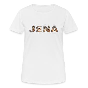 Jena Hund - Frauen T-Shirt atmungsaktiv - Weiß - Vorne - AI Model Female 172 dark (172cm)