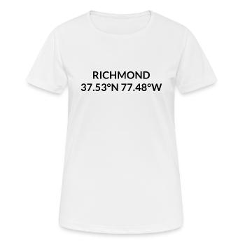 Coordonnées Richmond, Virginie, États-Unis - T-shirt respirant Femme - blanc - Devant - AI Model Female 172 dark (172cm)