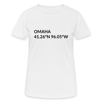 Coordonnées Omaha, Nebraska, États-Unis - T-shirt respirant Femme - blanc - Devant - AI Model Female 172 dark (172cm)