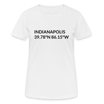 Coordonnées Indianapolis, Indiana, États-Unis - T-shirt respirant Femme - blanc - Devant - AI Model Female 172 dark (172cm)
