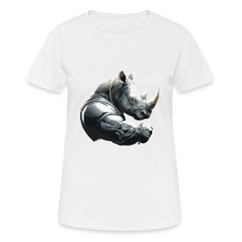Nashorn Gewichtheben Fitness-Studio - Frauen T-Shirt atmungsaktiv - Weiß - Vorne - AI Model Female 172 dark (172cm)