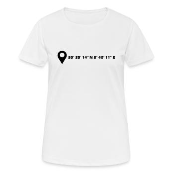 Gießen Koordinaten - Frauen T-Shirt atmungsaktiv - Weiß - Vorne - AI Model Female 172 dark (172cm)