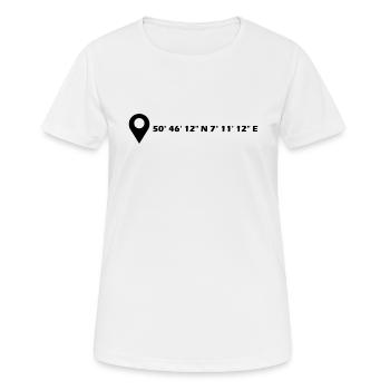Sankt Augustin Koordinaten - Frauen T-Shirt atmungsaktiv - Weiß - Vorne - AI Model Female 172 dark (172cm)