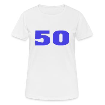 50. 50 ANS. 50e ANNIVERSAIRE. ANNIVERSAIRE 50 ANS. - T-shirt respirant Femme - blanc - Devant - AI Model Female 172 dark (172cm)