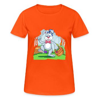 Easter Bunny With Colorful Egg Basket - Frauen T-Shirt atmungsaktiv - Neonorange - Vorne - AI Model Female 172 dark (172cm)