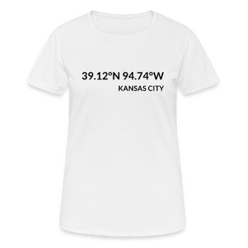 Coordonnées de Kansas City, Kansas, États-Unis - T-shirt respirant Femme - blanc - Devant - AI Model Female 172 dark (172cm)