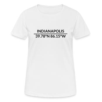 Coordonnées Indianapolis, Indiana, États-Unis - T-shirt respirant Femme - blanc - Devant - AI Model Female 172 dark (172cm)