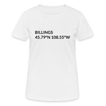 Billings, Montana, USA Coordinates - Women's Breathable T-Shirt - white - Front - AI Model Female 172 dark (172cm)