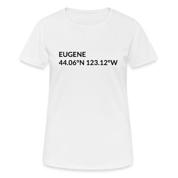 Eugene Oregon USA Koordinaten - Frauen T-Shirt atmungsaktiv - Weiß - Vorne - AI Model Female 172 dark (172cm)