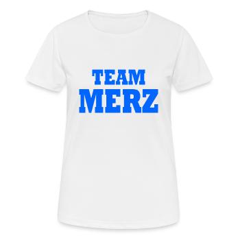 Team Merz - Frauen T-Shirt atmungsaktiv - Weiß - Vorne - AI Model Female 172 dark (172cm)