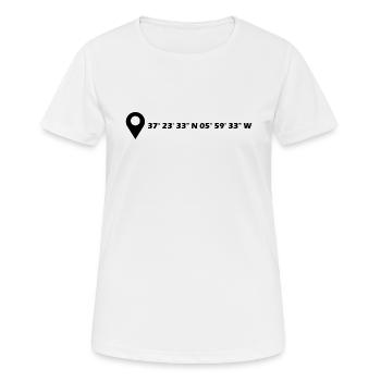 Sevilla Koordinaten - Frauen T-Shirt atmungsaktiv - Weiß - Vorne - AI Model Female 172 dark (172cm)