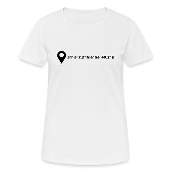 Langenfeld (Rheinland) Koordinaten - Frauen T-Shirt atmungsaktiv - Weiß - Vorne - AI Model Female 172 dark (172cm)