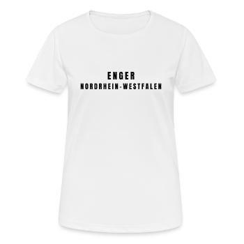 Enger Nordrhein-Westfalen - Frauen T-Shirt atmungsaktiv - Weiß - Vorne - AI Model Female 172 dark (172cm)