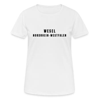 Wesel Nordrhein-Westfalen - Frauen T-Shirt atmungsaktiv - Weiß - Vorne - AI Model Female 172 dark (172cm)