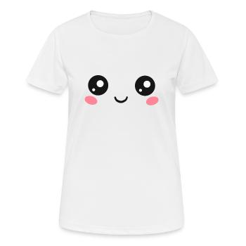Happy Kawaii Eyes, Manga Face, Anime, Comics - Women's Breathable T-Shirt - white - Front - AI Model Female 172 dark (172cm)
