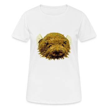 Kugelfisch Tetraodon Baileyi Puffer Aquarium Fisch - Frauen T-Shirt atmungsaktiv - Weiß - Vorne - AI Model Female 172 dark (172cm)