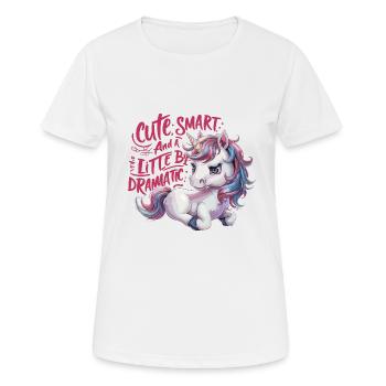 Funny Cute Smart Dramatic Unicorn Einhorn - Frauen T-Shirt atmungsaktiv - Weiß - Vorne - AI Model Female 172 dark (172cm)
