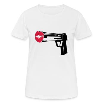 Kiss Pistol - Frauen T-Shirt atmungsaktiv - Weiß - Vorne - AI Model Female 172 dark (172cm)