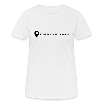 Cottbus Koordinaten - Frauen T-Shirt atmungsaktiv - Weiß - Vorne - AI Model Female 172 dark (172cm)