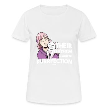 Chat Amoureux des chats Visage de chat - T-shirt respirant Femme - blanc - Devant - AI Model Female 172 dark (172cm)