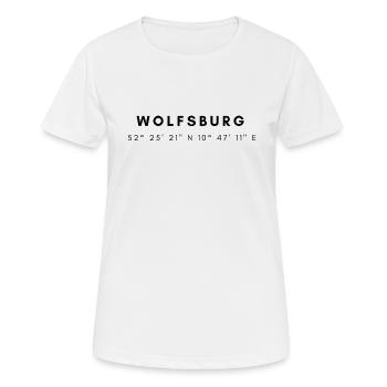 les coordonnées de Wolfsburg - T-shirt respirant Femme - blanc - Devant - AI Model Female 172 dark (172cm)