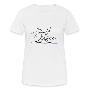 Ostsee mit fliegenden Möwen und Wellen - Frauen T-Shirt atmungsaktiv - Weiß - Vorne - AI Model Female 172 dark (172cm)