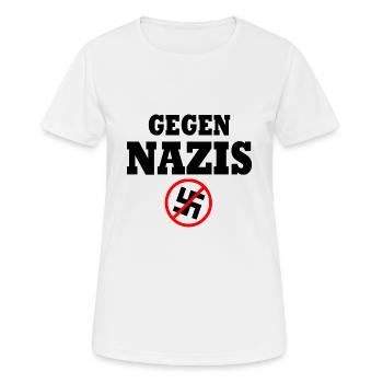 Gegen nazis - Frauen T-Shirt atmungsaktiv - Weiß - Vorne - AI Model Female 172 dark (172cm)