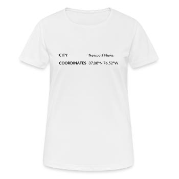 Newport News, Virginia, USA coordinates - Women's Breathable T-Shirt - white - Front - AI Model Female 172 dark (172cm)