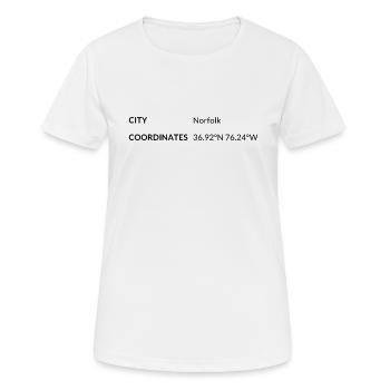 Norfolk Virginia USA Koordinaten - Frauen T-Shirt atmungsaktiv - Weiß - Vorne - AI Model Female 172 dark (172cm)