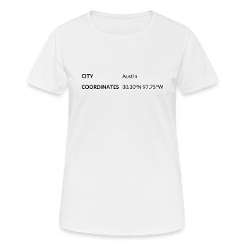 Austin Texas USA Koordinaten - Frauen T-Shirt atmungsaktiv - Weiß - Vorne - AI Model Female 172 dark (172cm)