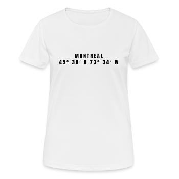Montréal, Canada Coordonnées - T-shirt respirant Femme - blanc - Devant - AI Model Female 172 dark (172cm)