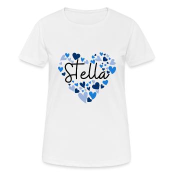 J’adore les cœurs Stella en bleu - T-shirt respirant Femme - blanc - Devant - AI Model Female 172 dark (172cm)