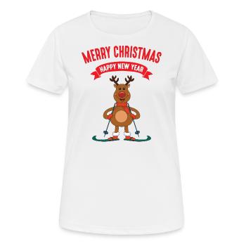Noël drôle Noël Noël Noël skieur - T-shirt respirant Femme - blanc - Devant - AI Model Female 172 dark (172cm)