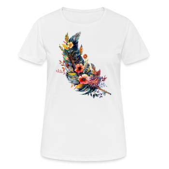 Feather studded with flowers - Women's Breathable T-Shirt - white - Front - AI Model Female 172 dark (172cm)