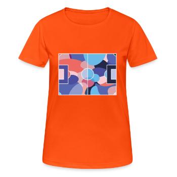 Colourful football pitch - Women's Breathable T-Shirt - neon orange - Front - AI Model Female 172 dark (172cm)