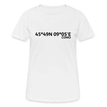 Coordonnées de Côme - T-shirt respirant Femme - blanc - Devant - AI Model Female 172 dark (172cm)