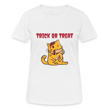 Trick Or Treat - Zombiekatze - Frauen T-Shirt atmungsaktiv - Weiß - Vorne - AI Model Female 172 dark (172cm)