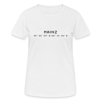 Mainz Koordinaten - Frauen T-Shirt atmungsaktiv - Weiß - Vorne - AI Model Female 172 dark (172cm)