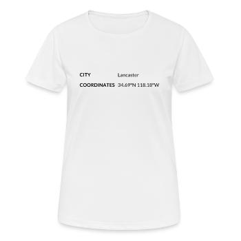 Lancaster, California, USA coordinates - Women's Breathable T-Shirt - white - Front - AI Model Female 172 dark (172cm)
