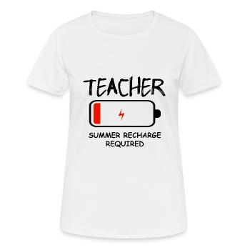 Lehrer Batterie leer Sommer aufladen - Frauen T-Shirt atmungsaktiv - Weiß - Vorne - AI Model Female 172 dark (172cm)