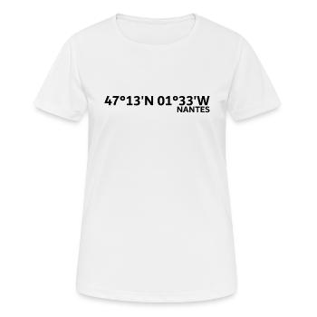 Nantes Koordinaten - Frauen T-Shirt atmungsaktiv - Weiß - Vorne - AI Model Female 172 dark (172cm)