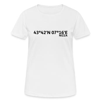 Nizza Koordinaten - Frauen T-Shirt atmungsaktiv - Weiß - Vorne - AI Model Female 172 dark (172cm)
